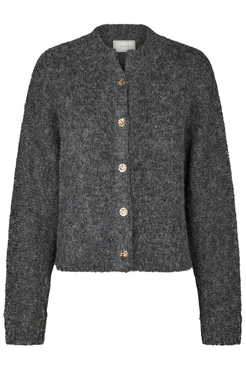 Neo Noir - Taura Fluffy Knit Cardigan - Antracit Grå