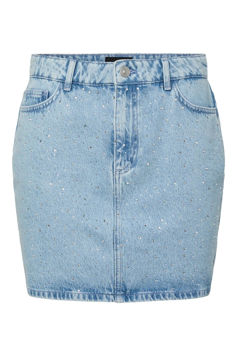 Pieces - Udsalg på Noel Denim Kort Nederdel - Lys Blå Denim
