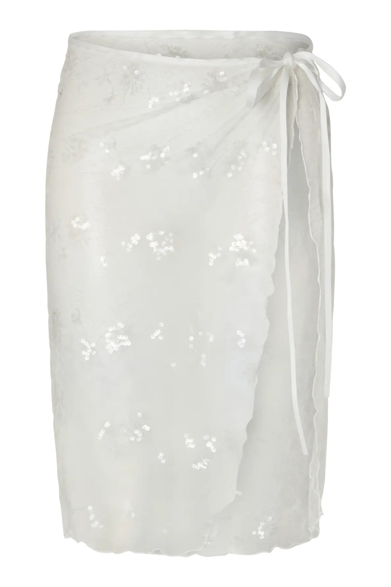 Pieces - Natasja Lace Sarong - Hvid Gennemsigtig Nederdel
