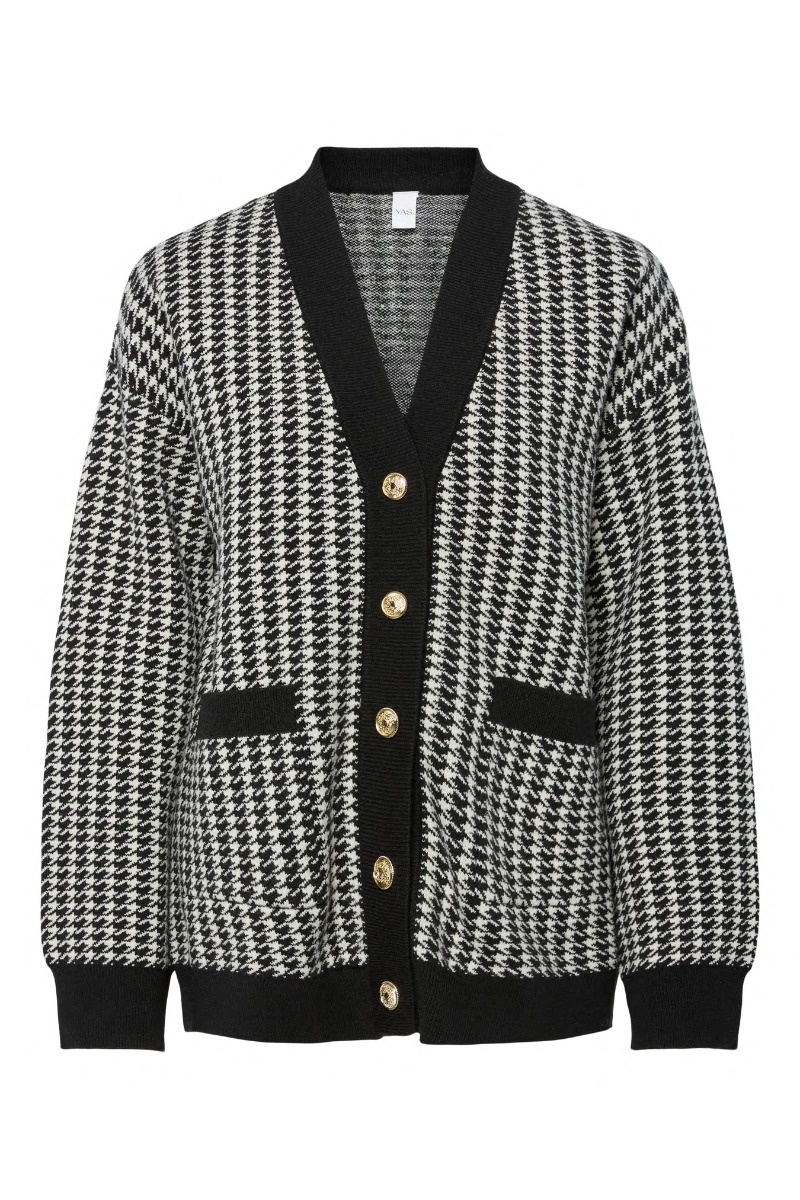 Yas - Livo Ls Strik Cardigan - Sort med Guldknapper