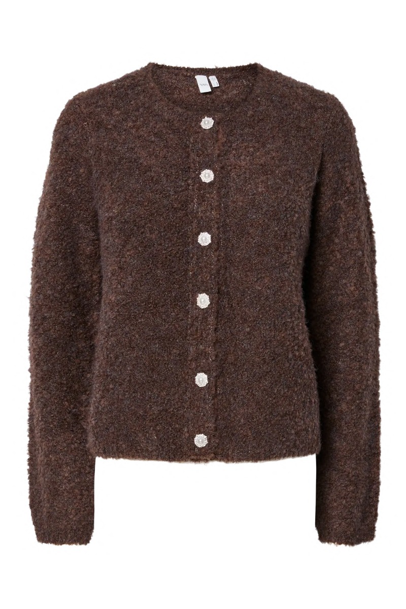 Yas - Plyra Ls Strik Cardigan - Chokoladebrun, Midt Oktober