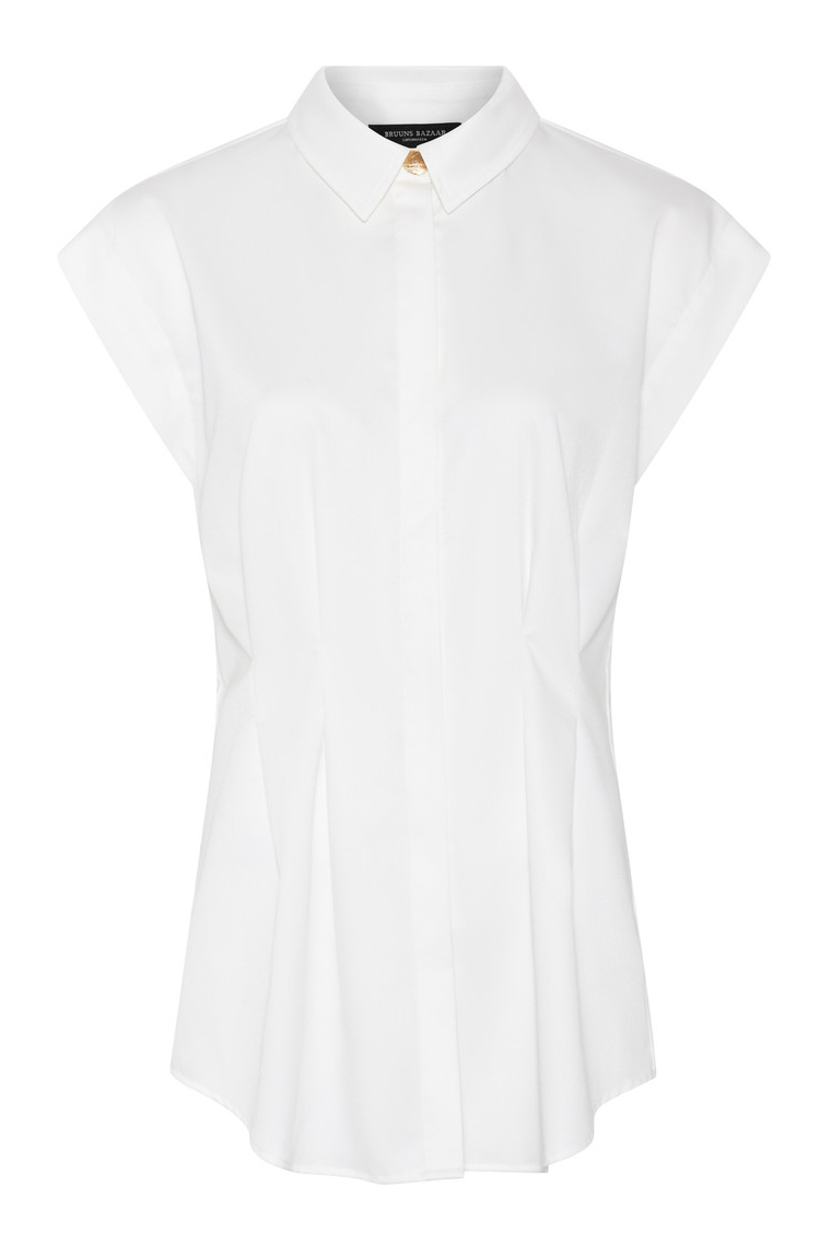 Bruuns Bazaar - Figursyet Top i Hvid - Elegant Hverdagsstil