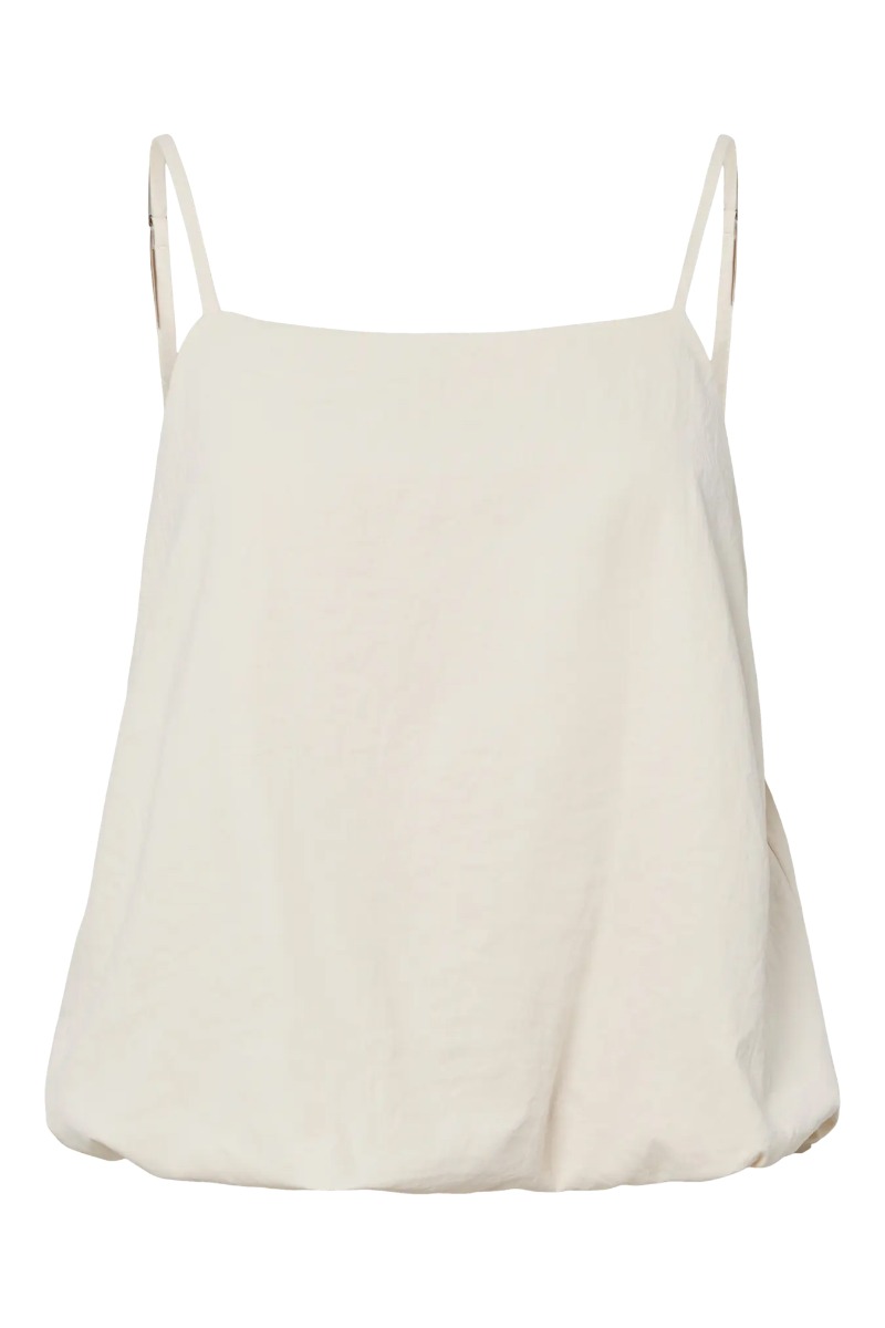 Pieces - Tora Strap Balloon Top - Sand Dollar Tilbud