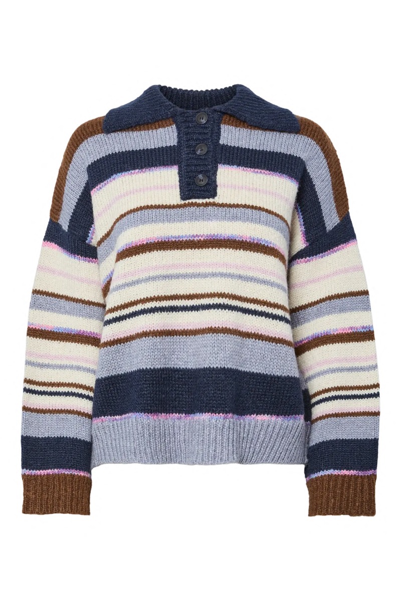 Pieces - Strik - Rye Ls Polo Knit - Efterårsfarver