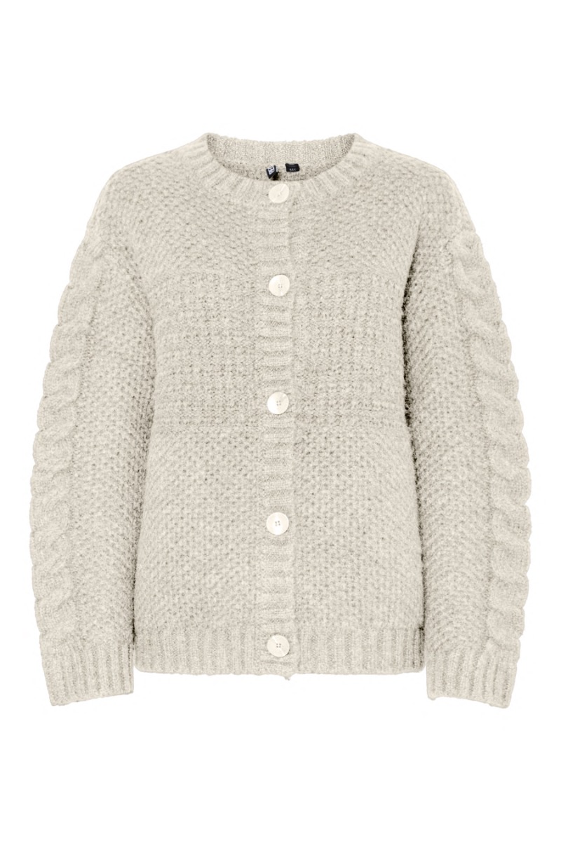 Pieces - Jacinthe O-hals Strik Cardigan - Lys Farve