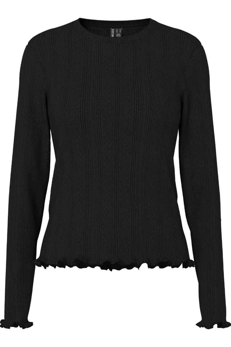 Pieces - Bluse - Marie Ls O-neck Poin Top - Black