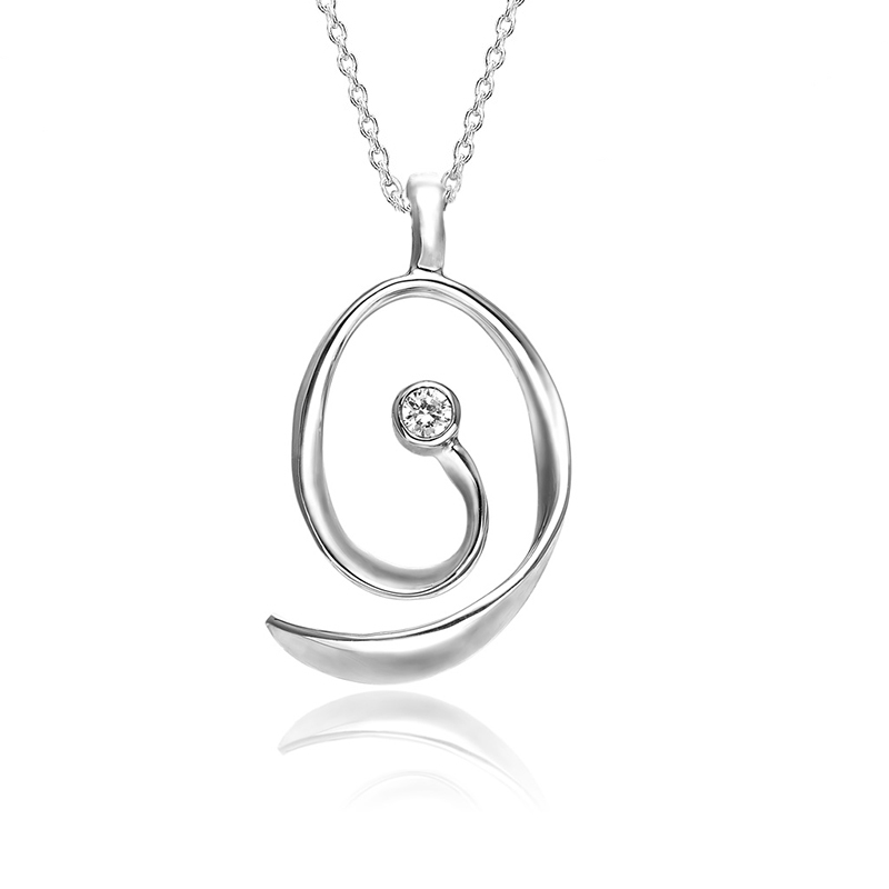 Sølvvedhæng med Zirkonia - Elegant Spiralformet Design
