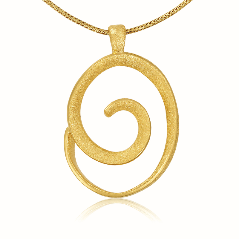 Elegant spiralformet halssmykke i forgyldt sølv