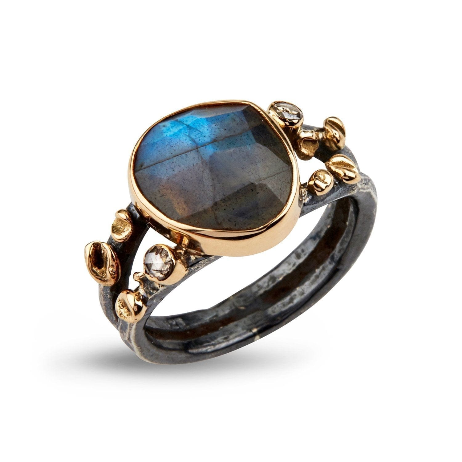 Gili Abyss Labradorite Ring i Sølv og Guld - Udsalg!