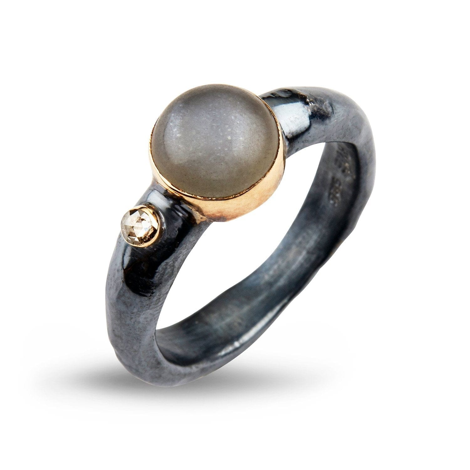 Antik Grå Måne Ring med Diamanter - Eksklusivt Tilbud!