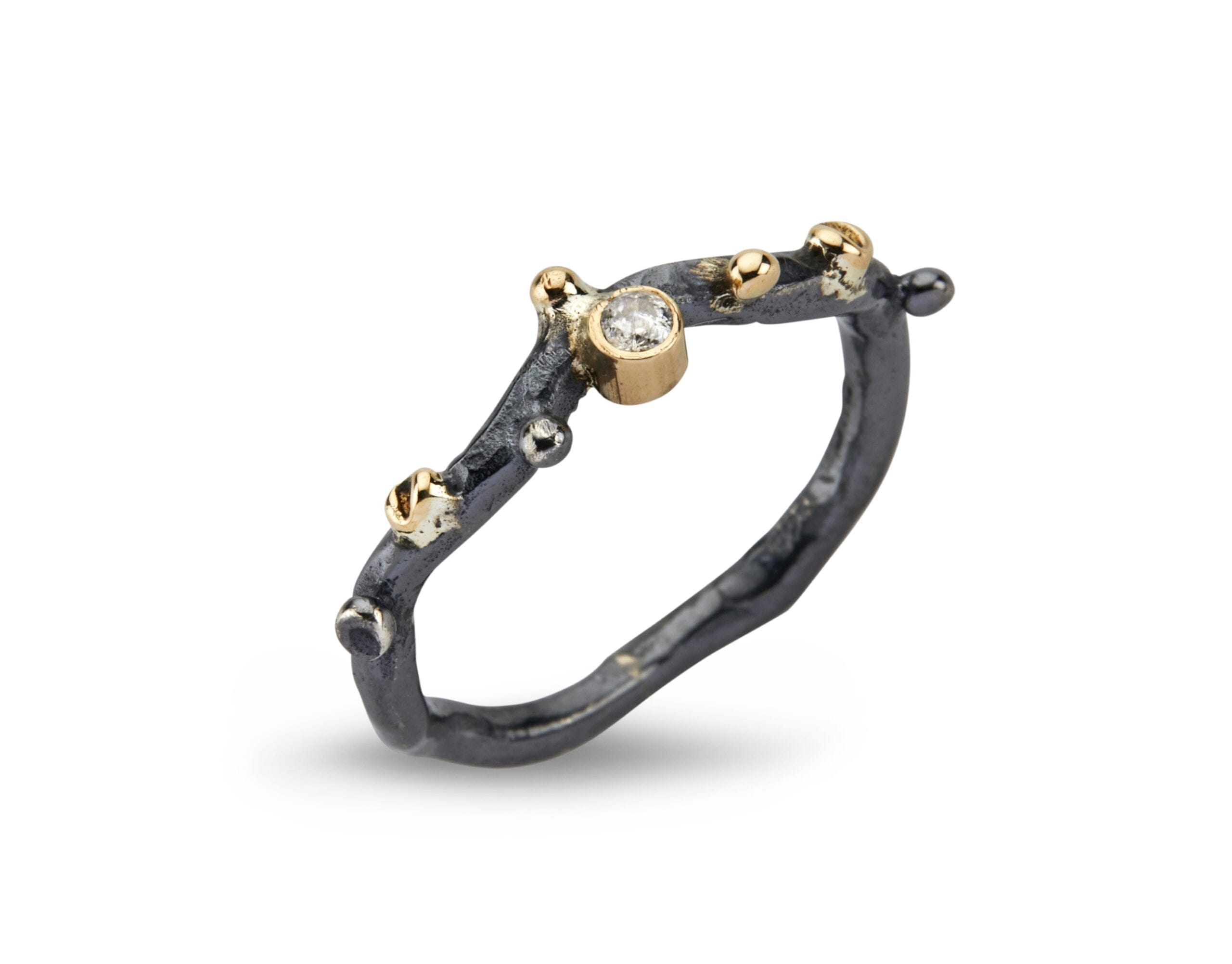 Ring Grace Single – Håndlavet Sølvring med Diamant