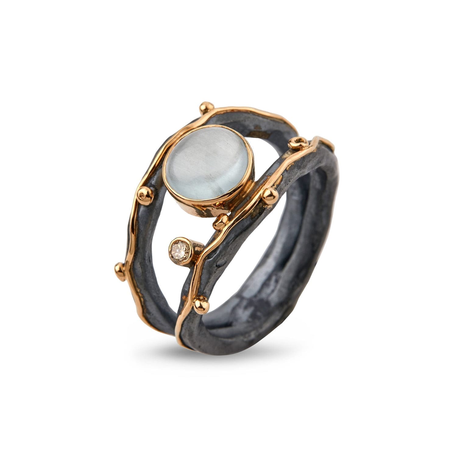 Ringen Zeus Dubeca Aqua - Lysblå Elegance i Sølv og Guld