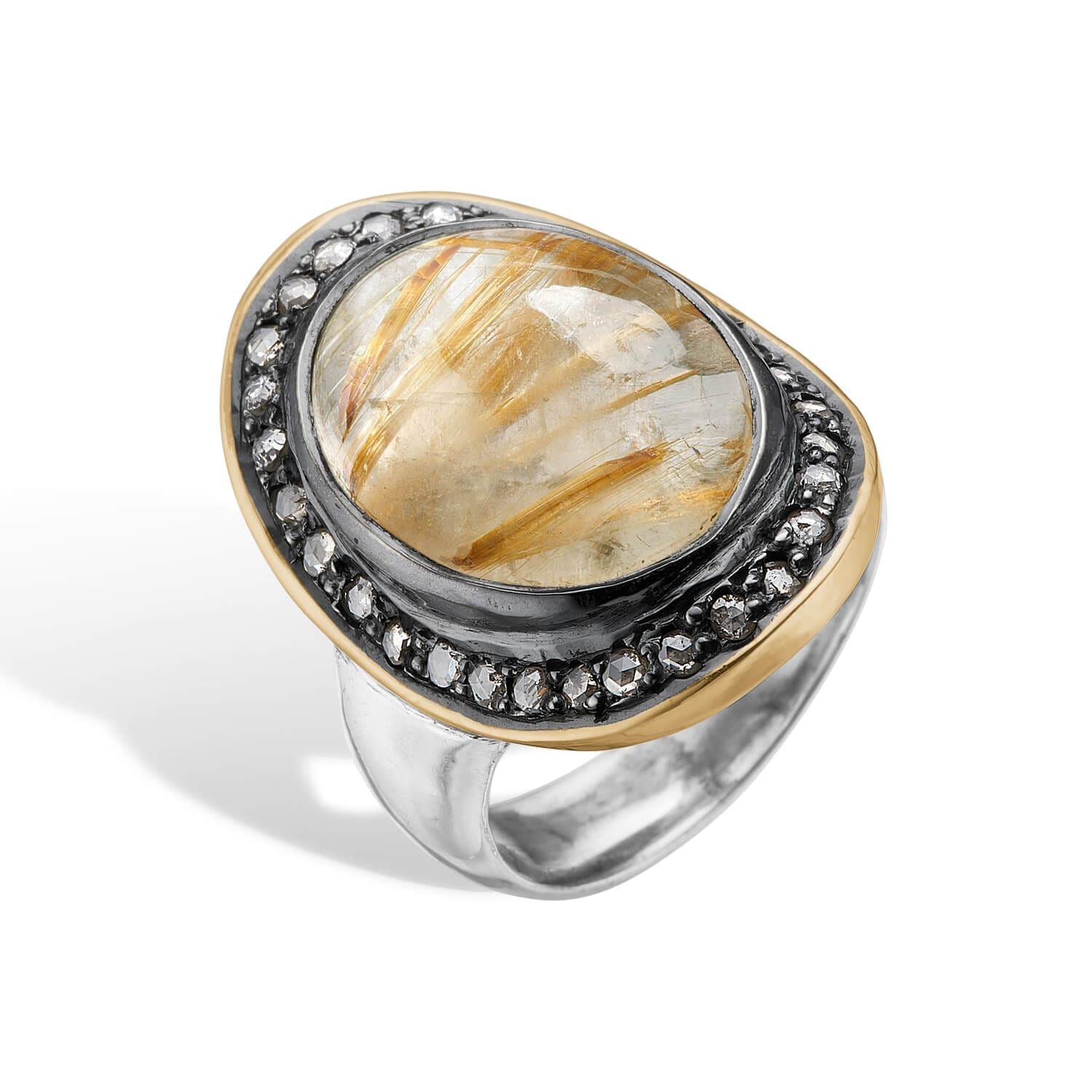 Ring Corso Boho med Rutile Kvarts og Diamanter - 52