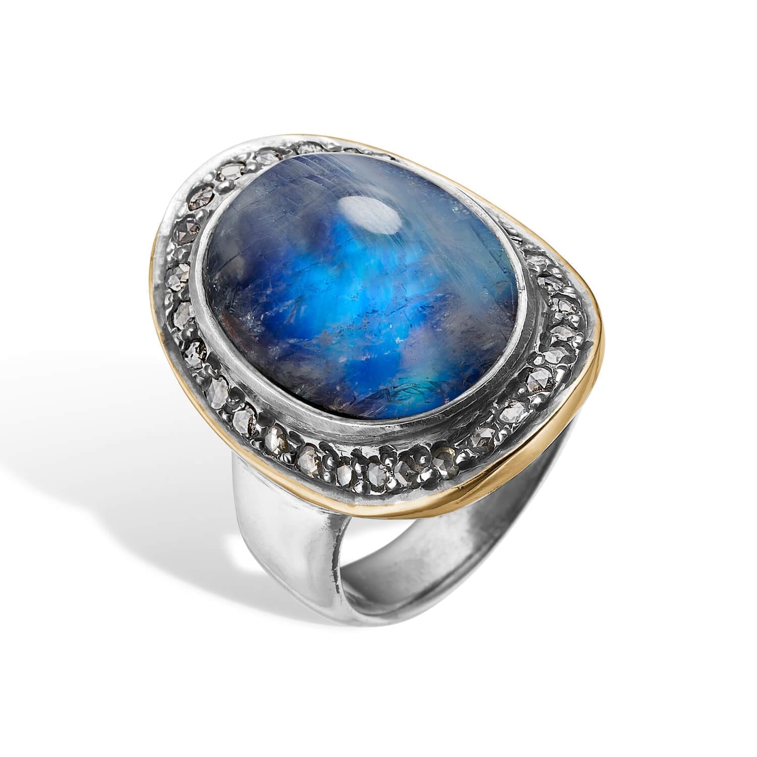 Boho Rainbow Moon Ring med Diamanter - Bybirdie.dk