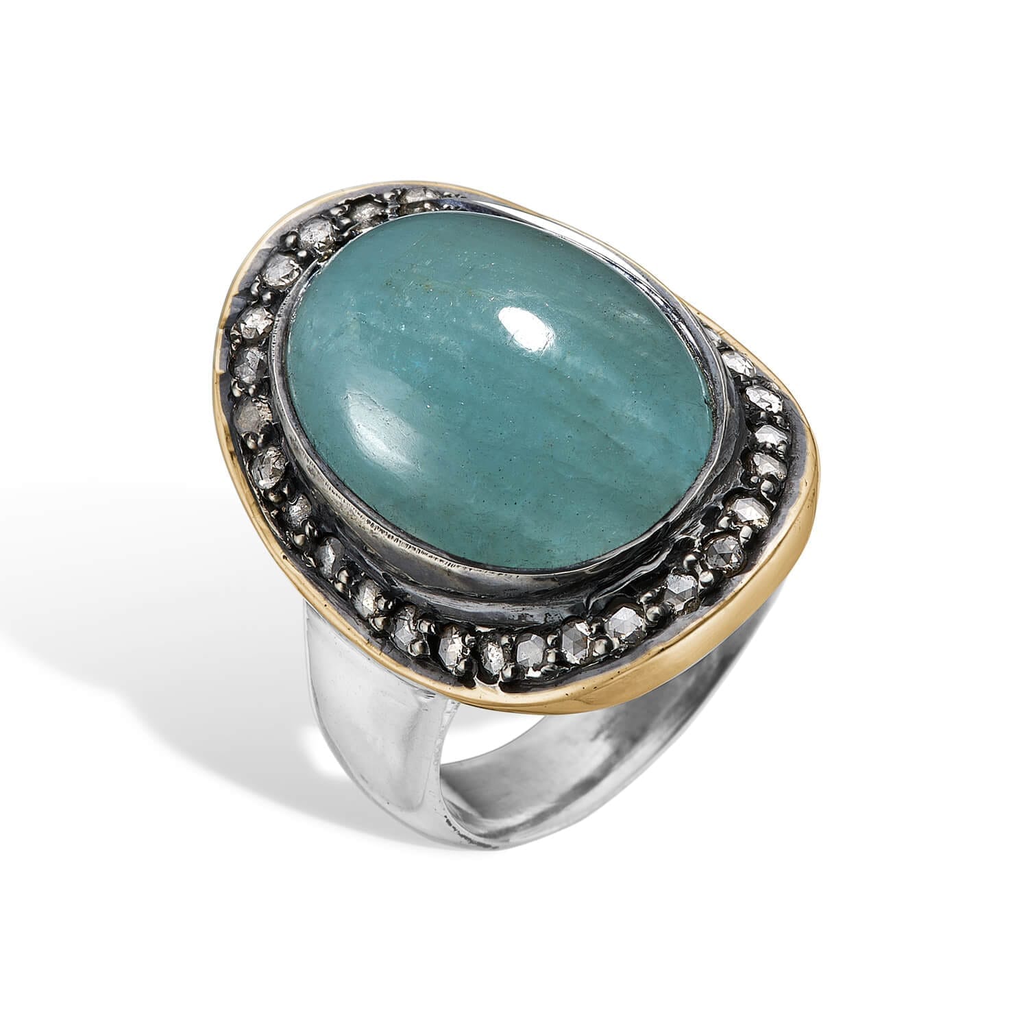 Ring Corso Boho Aqua med Aquamarine og Diamanter