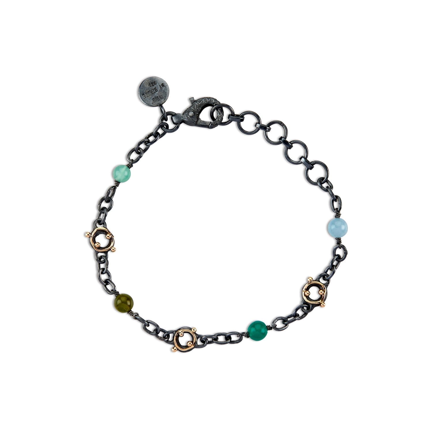 Zeus Stones Blå Grøn Mix Armbånd - Ægte Sten og Sølv