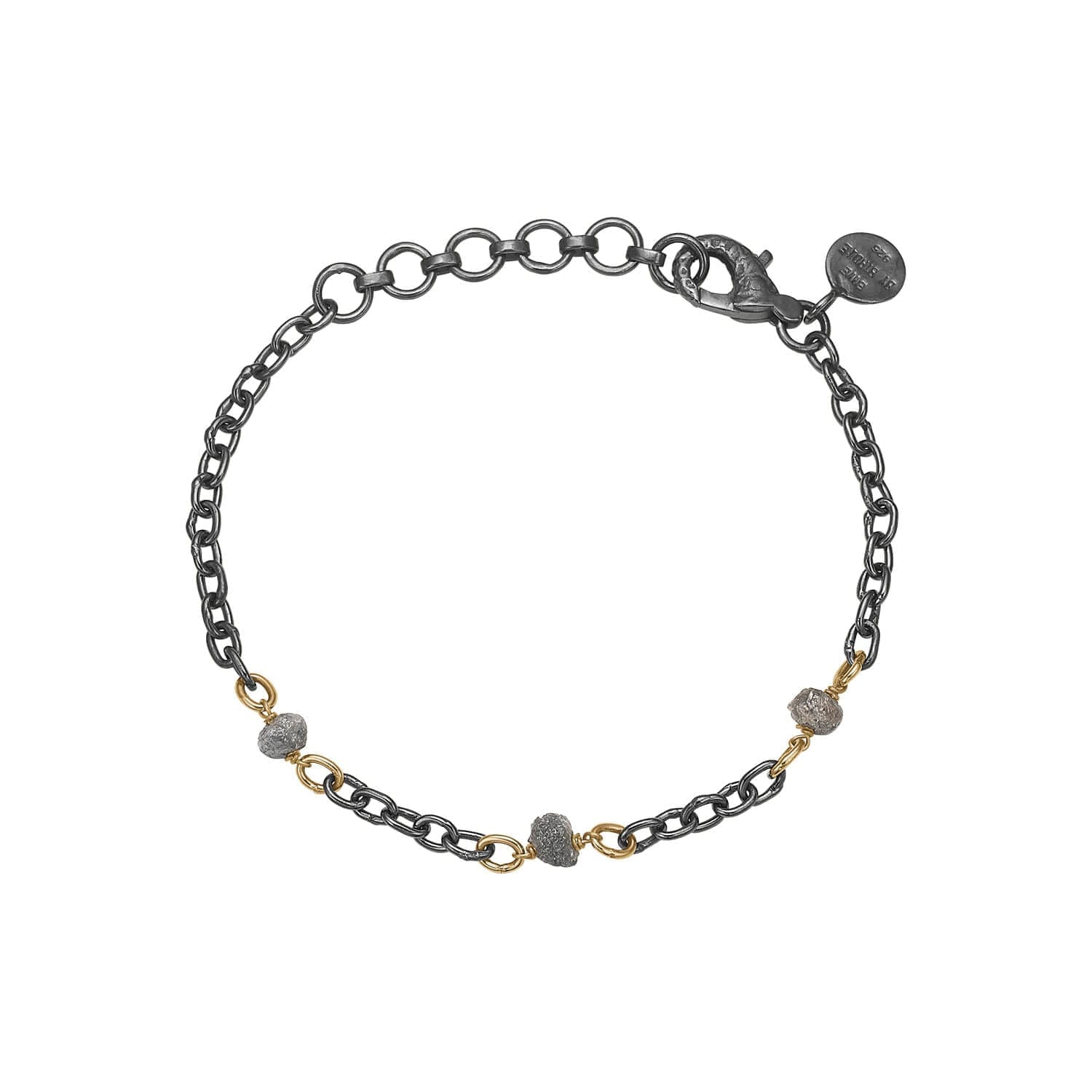 Appia-3 Armbånd med 6 guld links & 3 rå diamanter