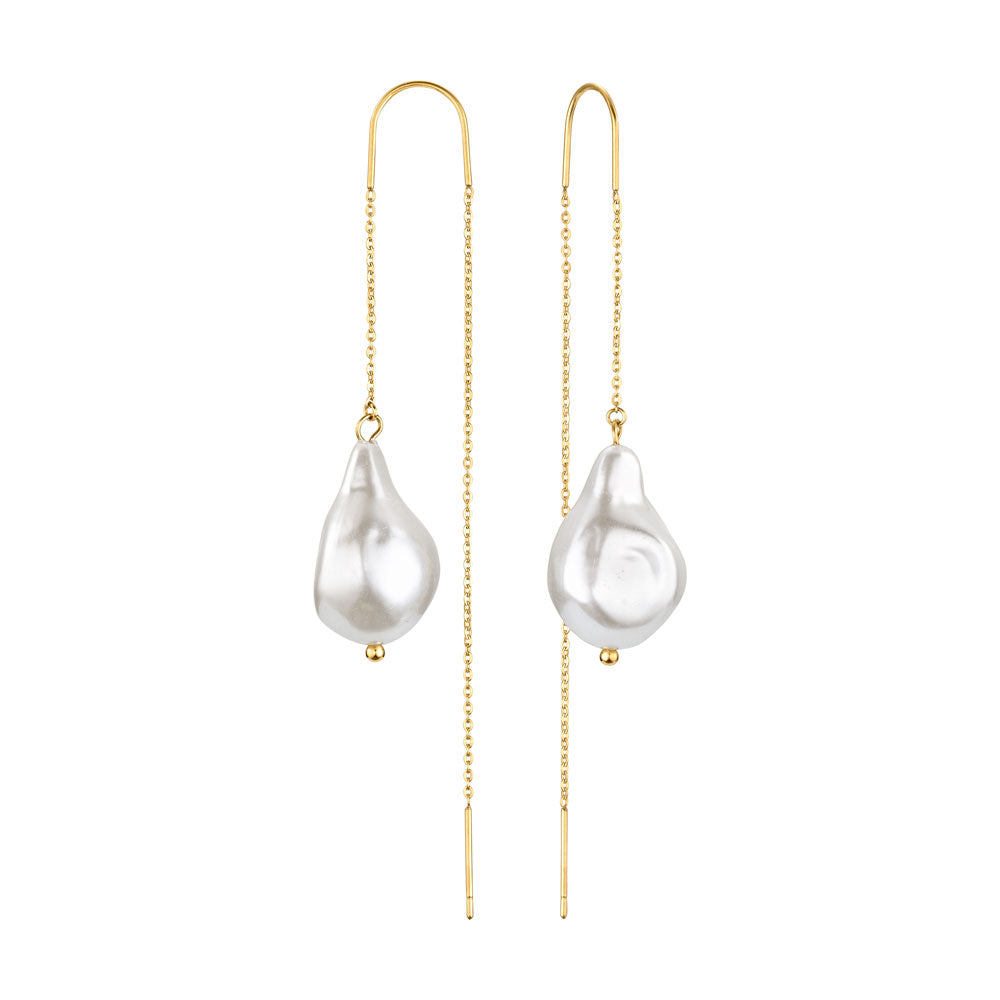 Azzurra ørehængere i guld med perle – Elegant design