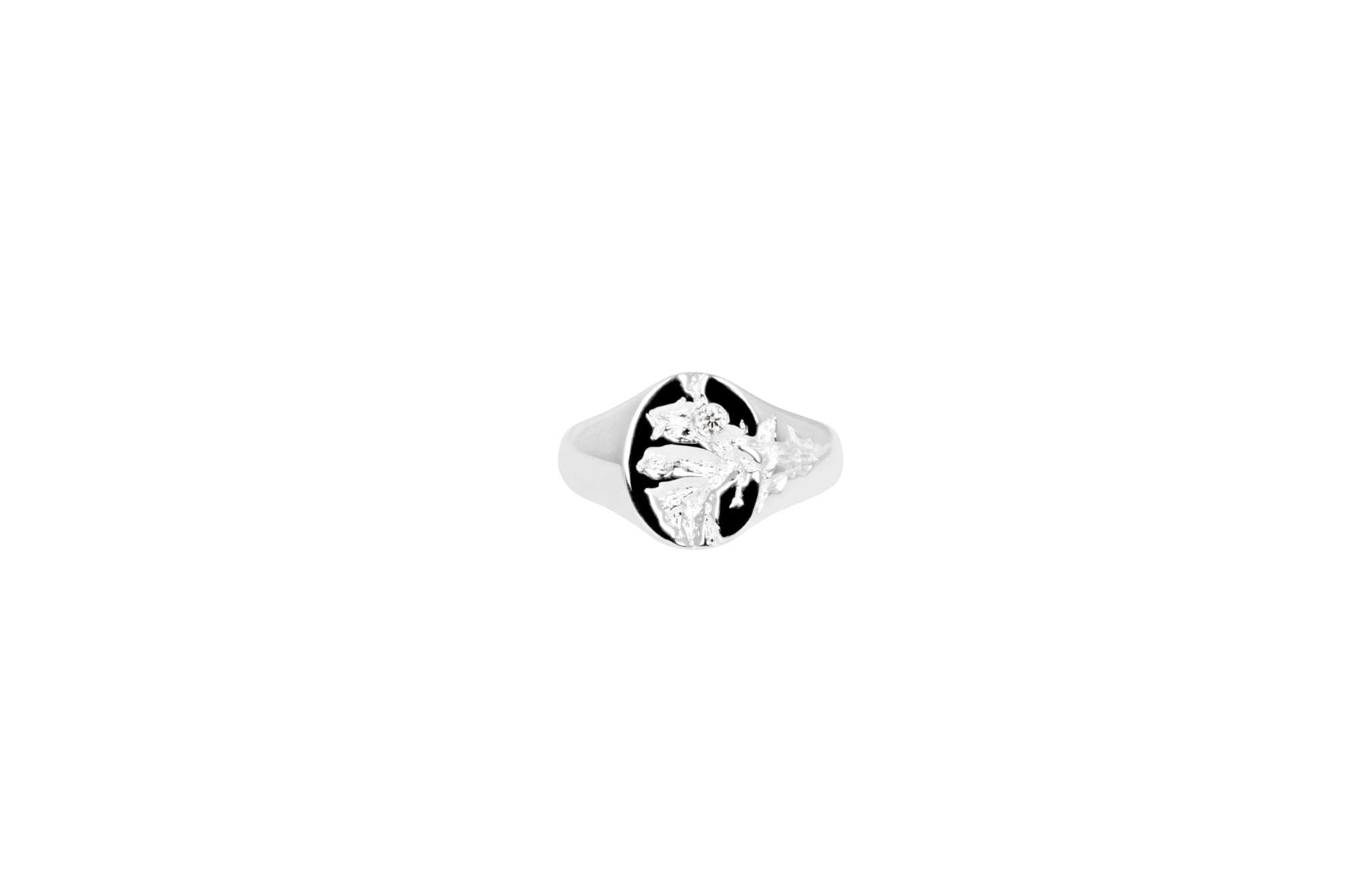 Ix Mini Oval Natur Signetring i Sølv - Unik Design