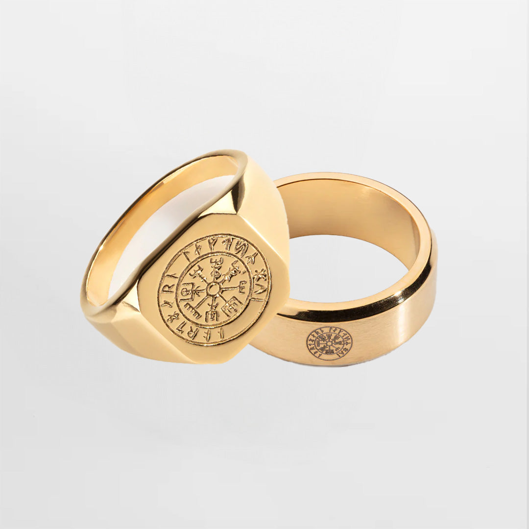 Nordvagtsættet - Guldtonet - Herre - Smykke med Vegvisir