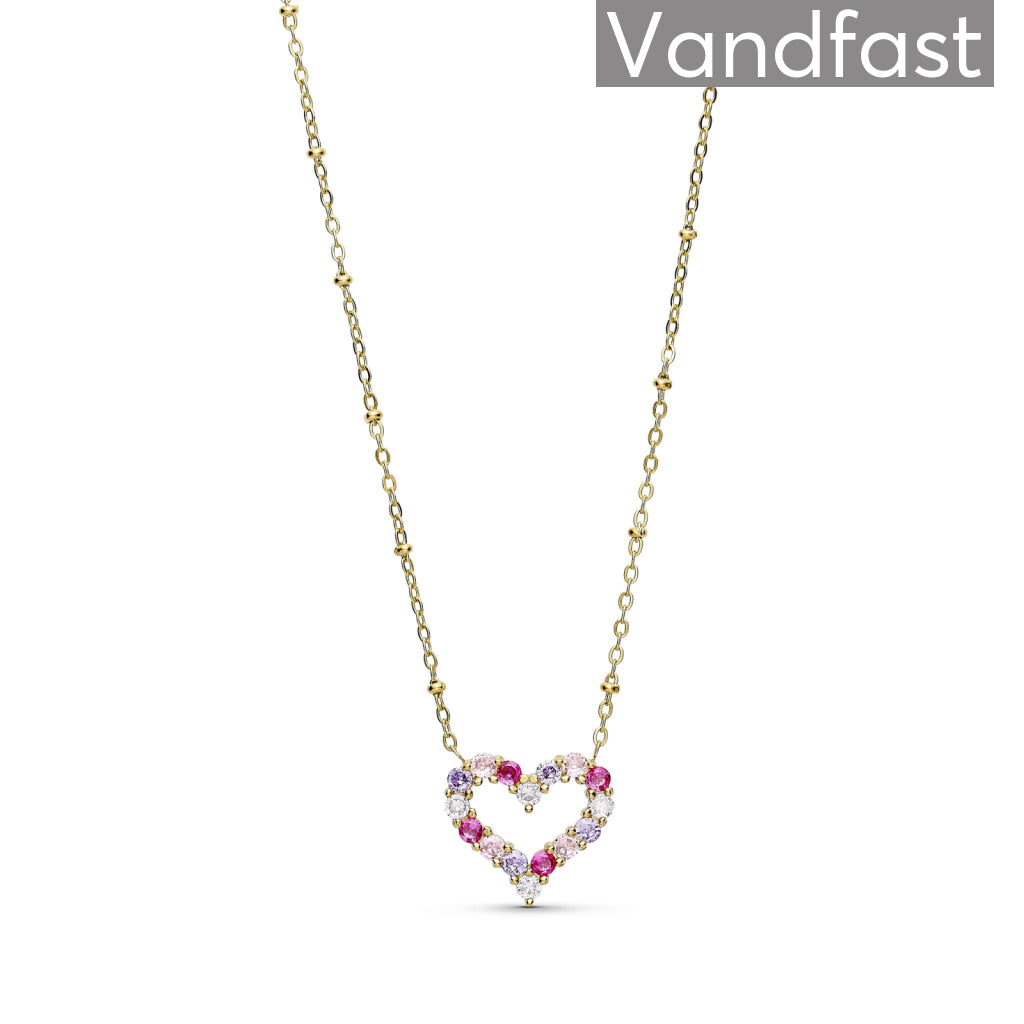 Annebrauner Big Heart Roseviolet Halskæde 18k Guldbelagt