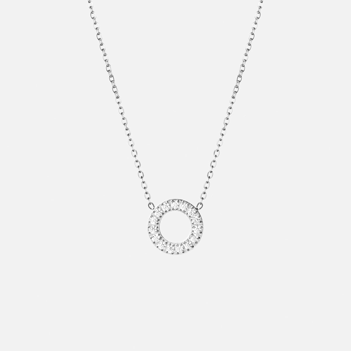 Elegant Circle Zirkon Halskæde i Sølv 12mm - Tilbud!