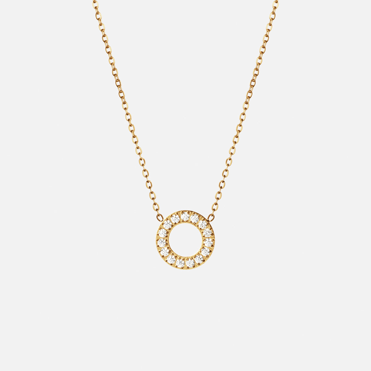 Elegant Circle Zirkon Halskæde 18k Guldbelagt 12mm