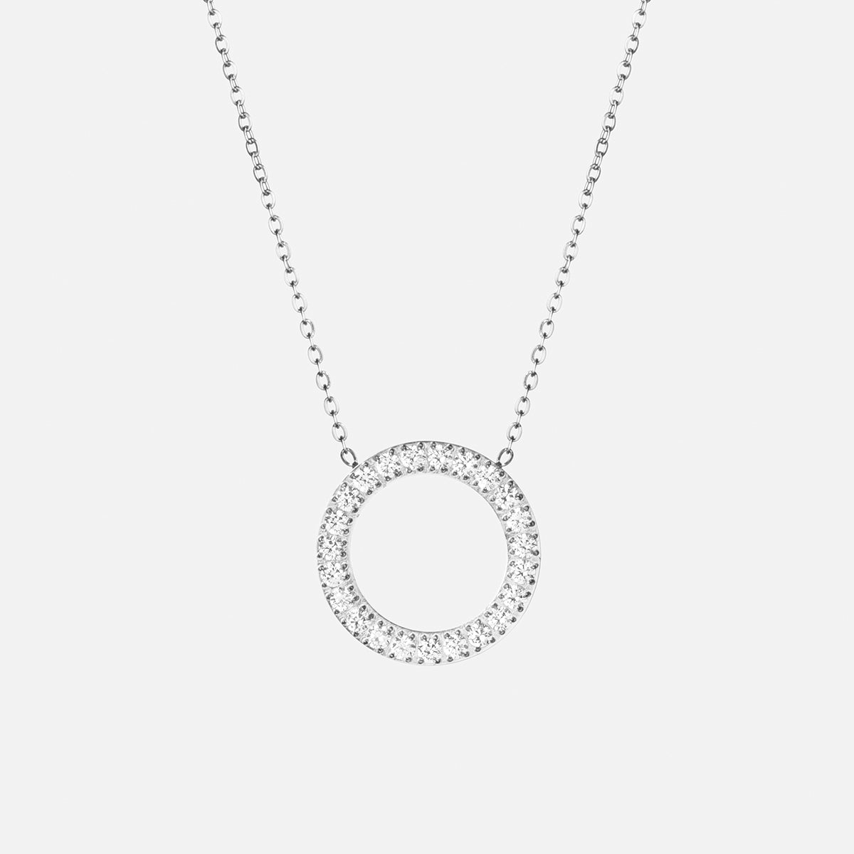 Circle Zirkon Halskæde i Sølv - Elegant Design 20mm