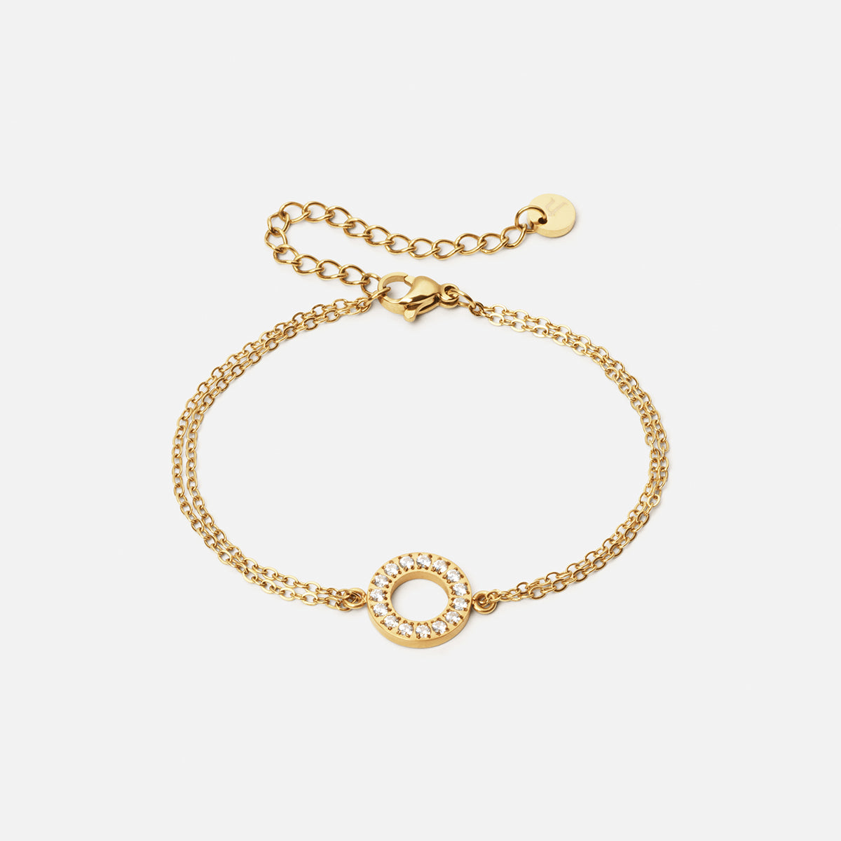 Cirkulært Zirkon Armbånd 18k Guldbelagt - Elegant Smykke