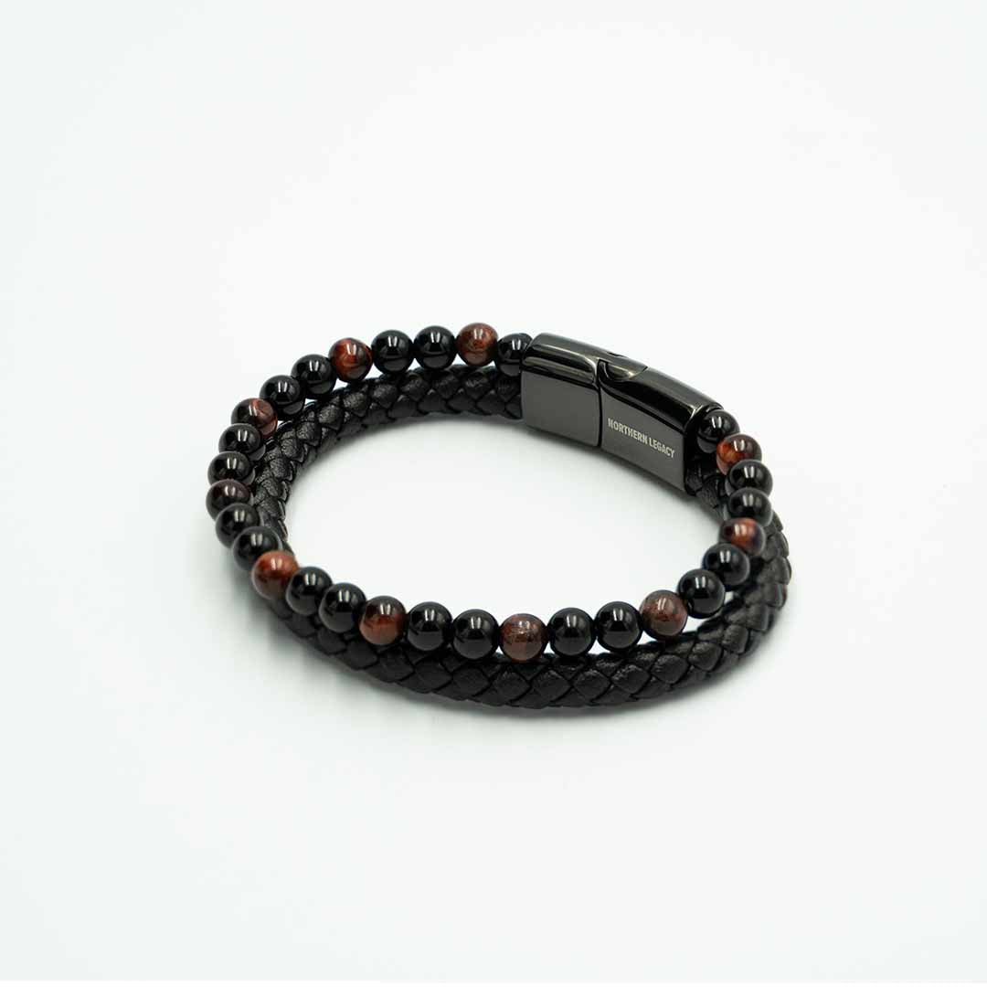 Ash Læder Og Perler Armbånd - S - 19 Cm - Herre - Northern Legacy