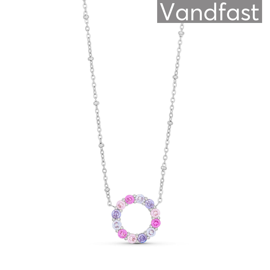 Annebrauner Big Roseviolet Mix Circle Halskæde