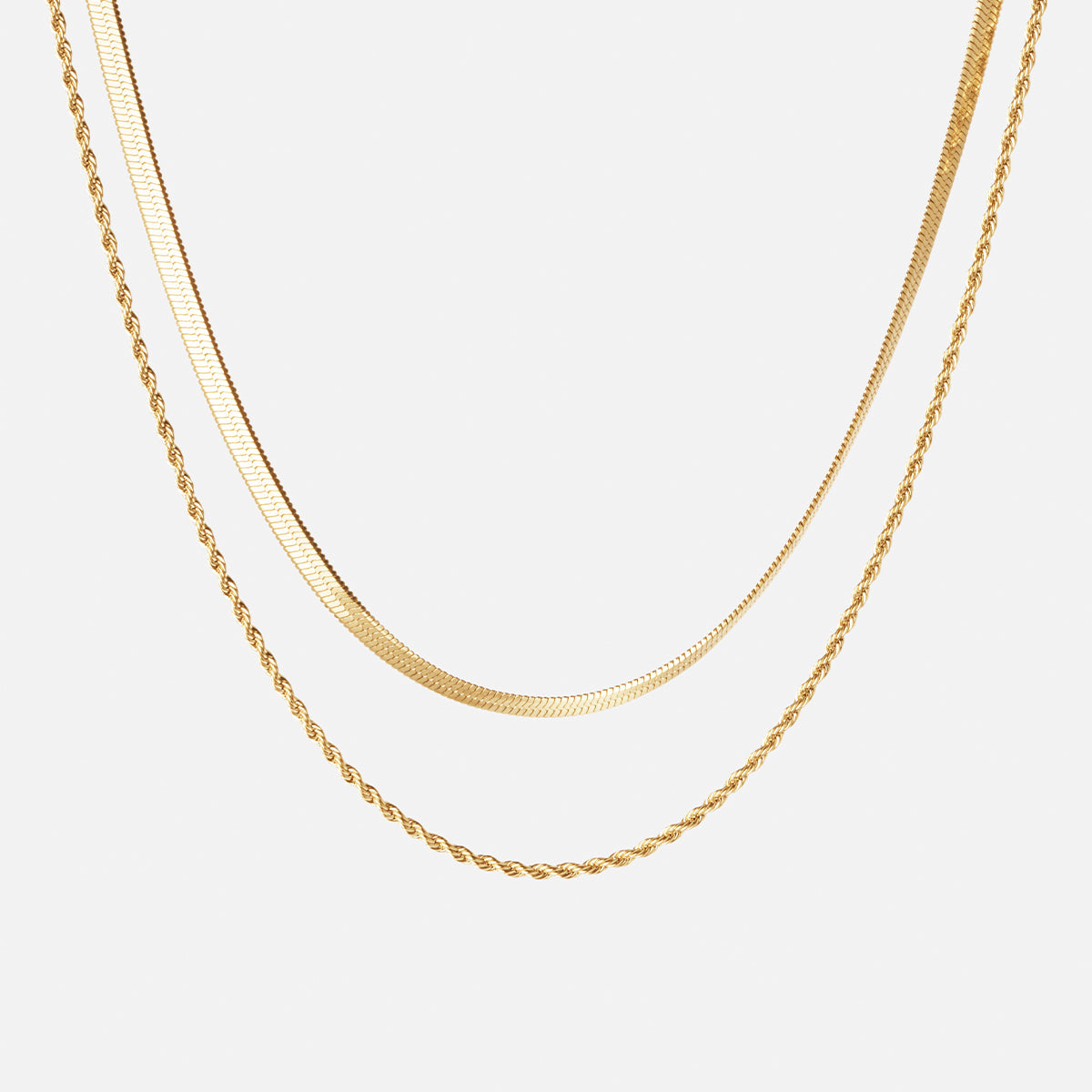 Twisted Rope  Flad Snake Halskæde 18k Guldbelagt