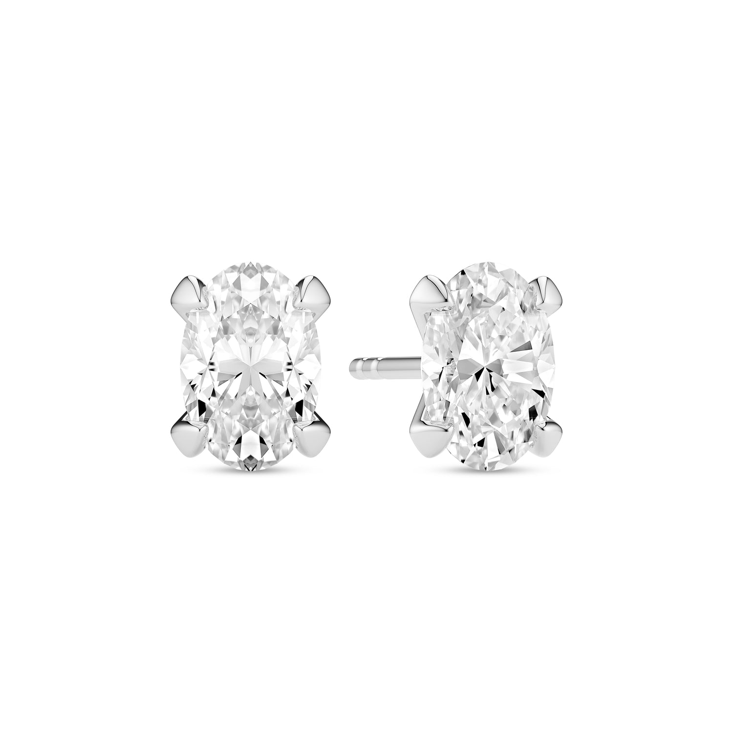 øreringe Grace Ovale Solitaire - 14 Kt Guld El Hvidguld 100 Ct Tw G-h Vs Lab-grown Diamanter