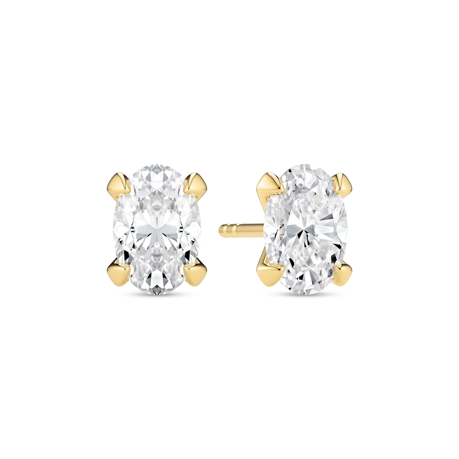 øreringe Grace Ovale Solitaire - 14 Kt Guld El Hvidguld 100 Ct Tw G-h Vs Lab-grown Diamanter