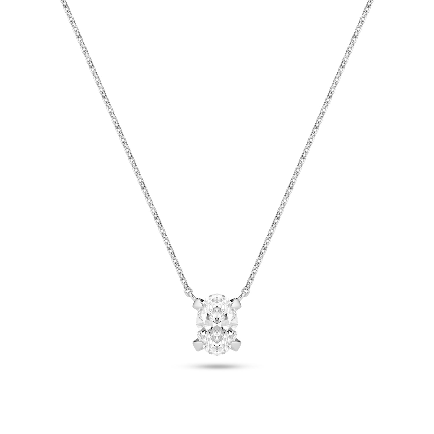 Halskæde Grace Ovale Solitaire - 14 Kt Guld El Hvidguld 075 Ct Tw G-h Vs Lab-grown Diamant