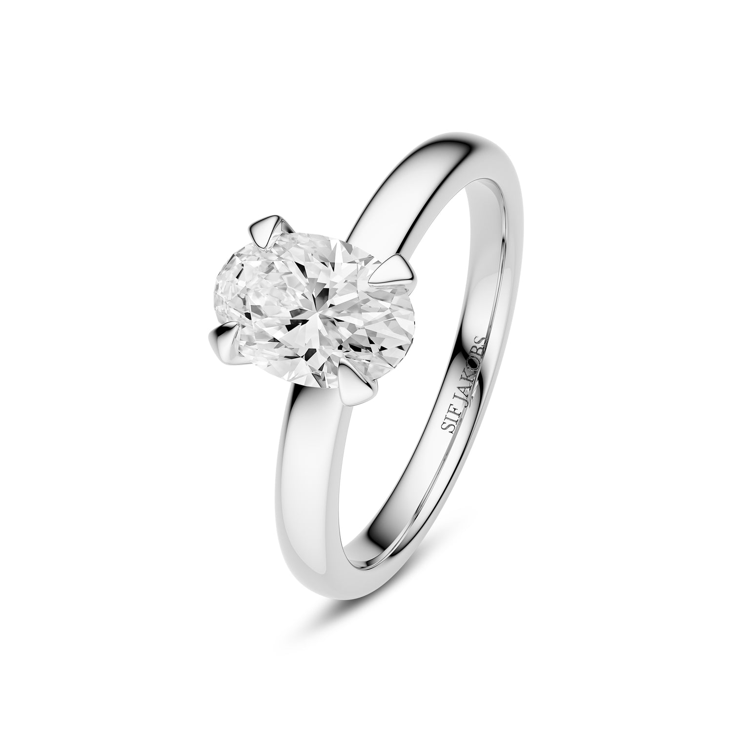 Ring Grace Ovale Solitaire - 14 Kt Guld El Hvidguld 100-300 Ct Tw G-h Vs Lab-grown Diamant