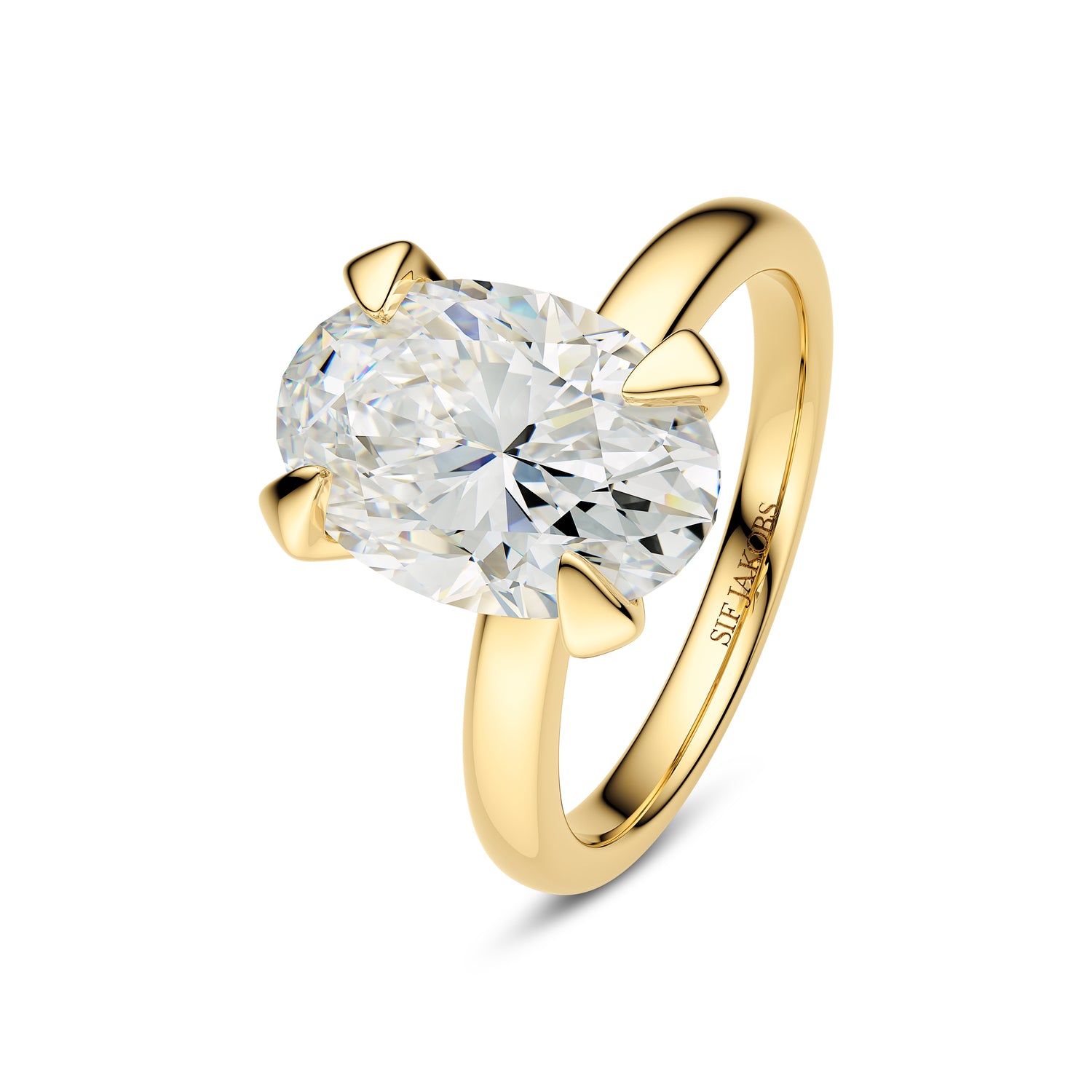 Ring Grace Ovale Solitaire - 14 Kt Guld El Hvidguld 100-300 Ct Tw G-h Vs Lab-grown Diamant