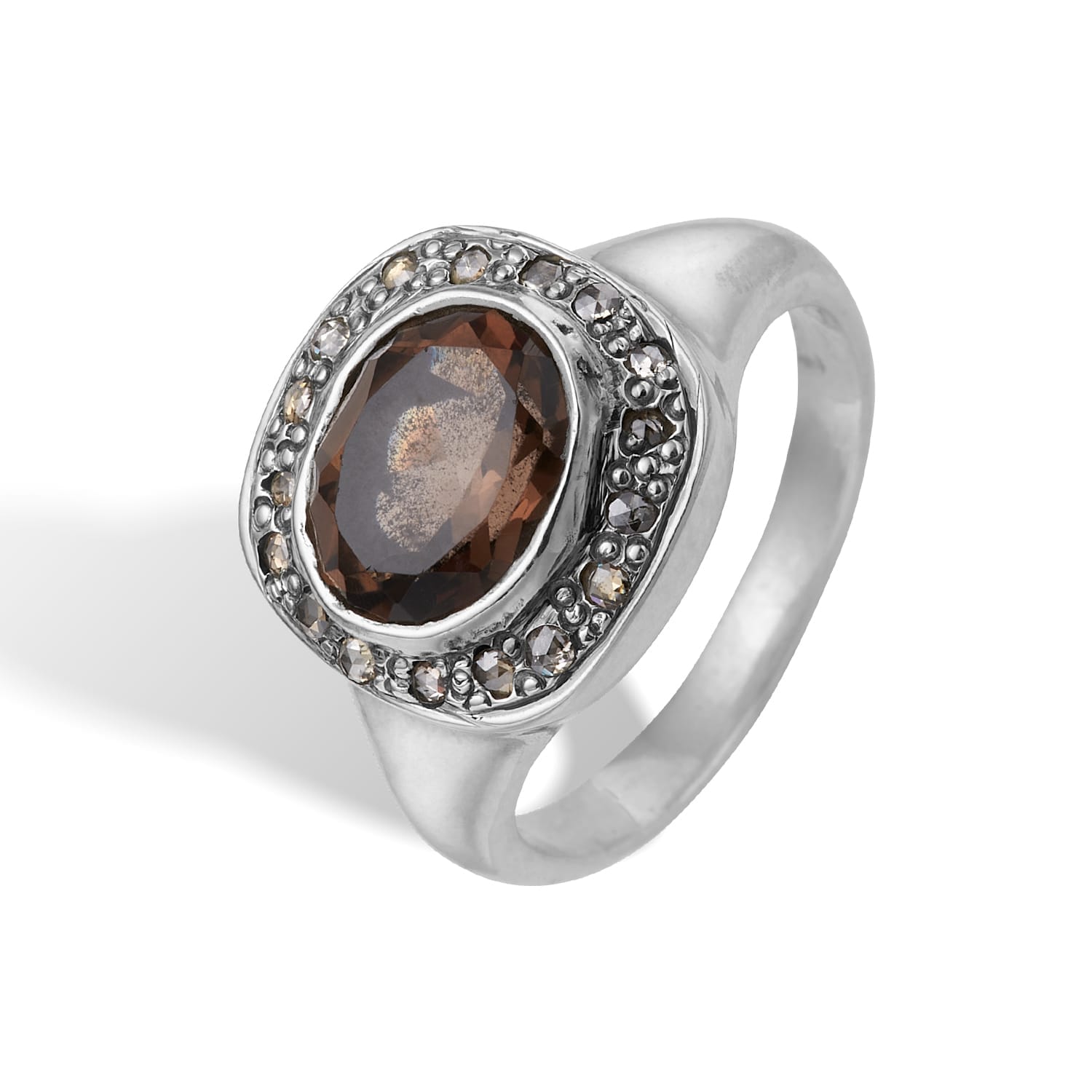 Frida Signet Pav? Smoky Quartz - 52