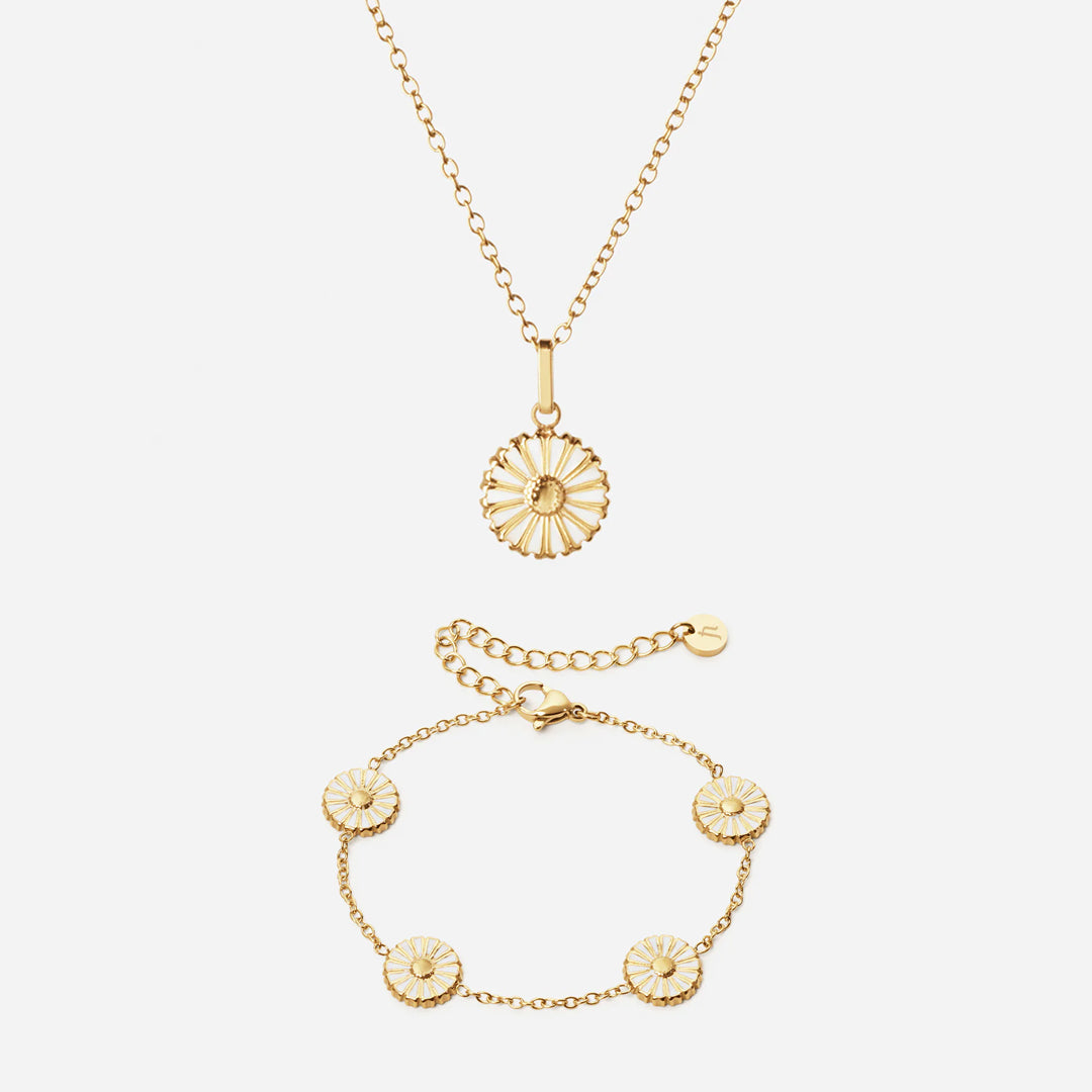 Marguerit Halskæde Armbånd 18k Guldbelagt