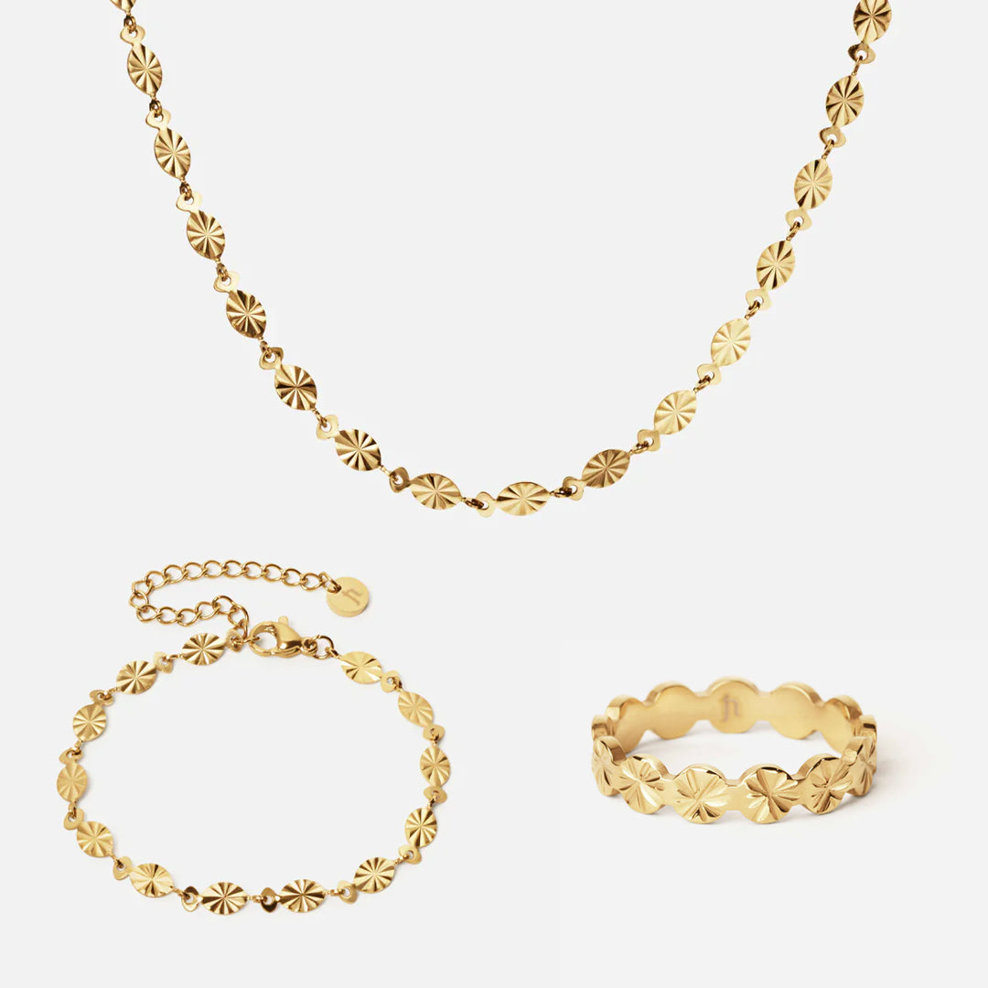 Sunset Halskæde  Armbånd  Ring 18k Guldbelagt