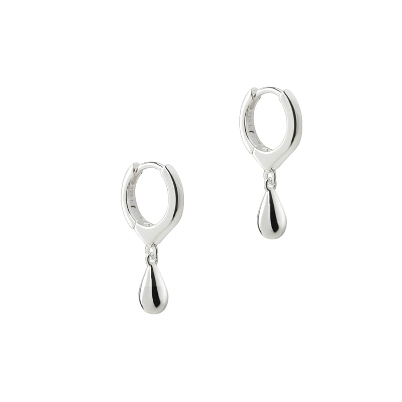 Shiny Drop Hoop  Silver