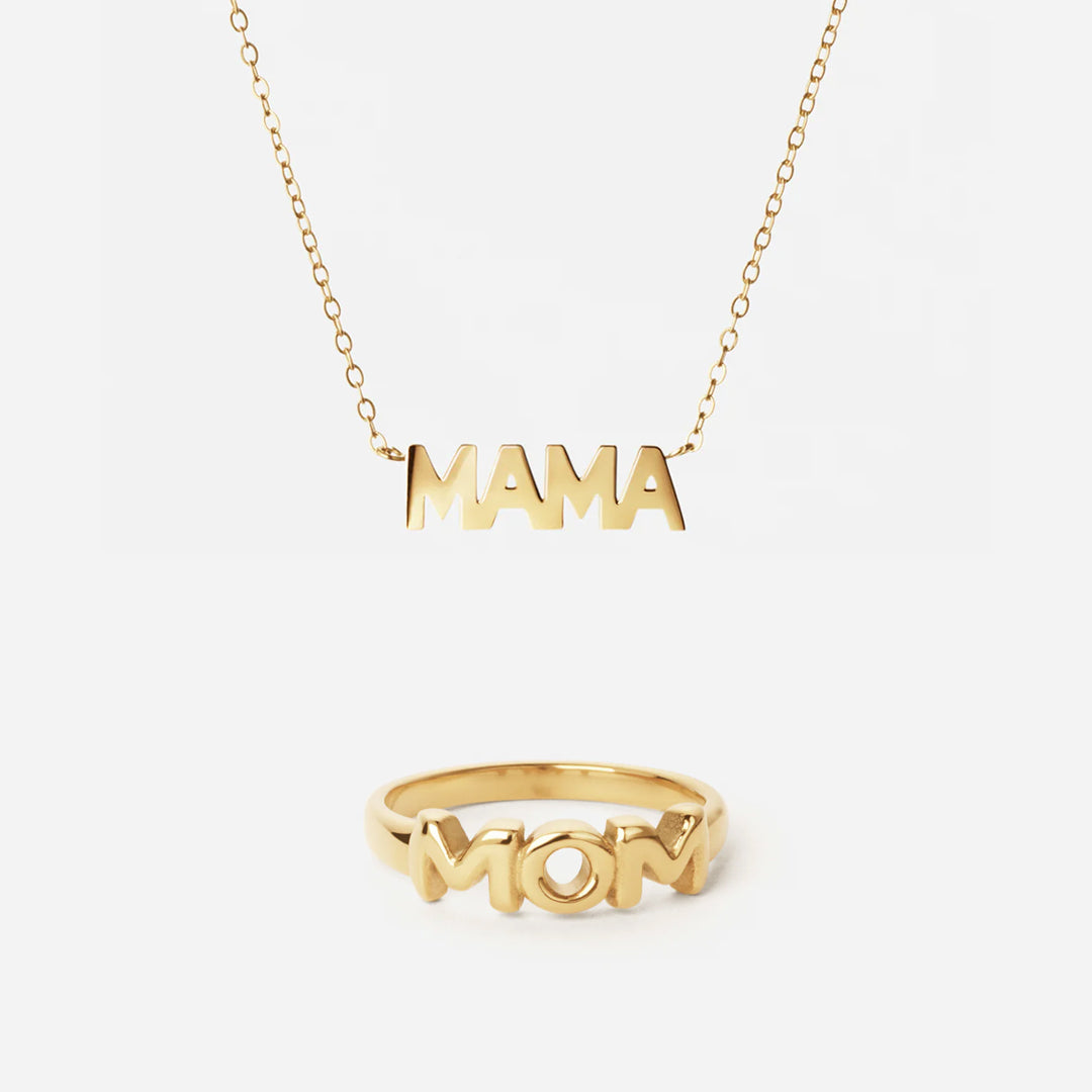 Mama Halskæde  Mom Ring 18k Guldbelagt