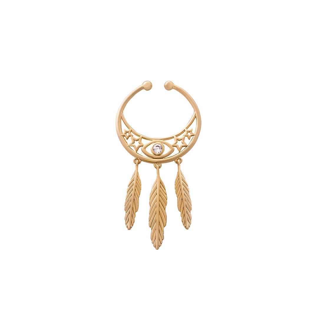 Cuff  ørering - Starchaser Xl - Onesize Regulerbar Størrelse - 18 Karat Forgyldning Med Zirkon