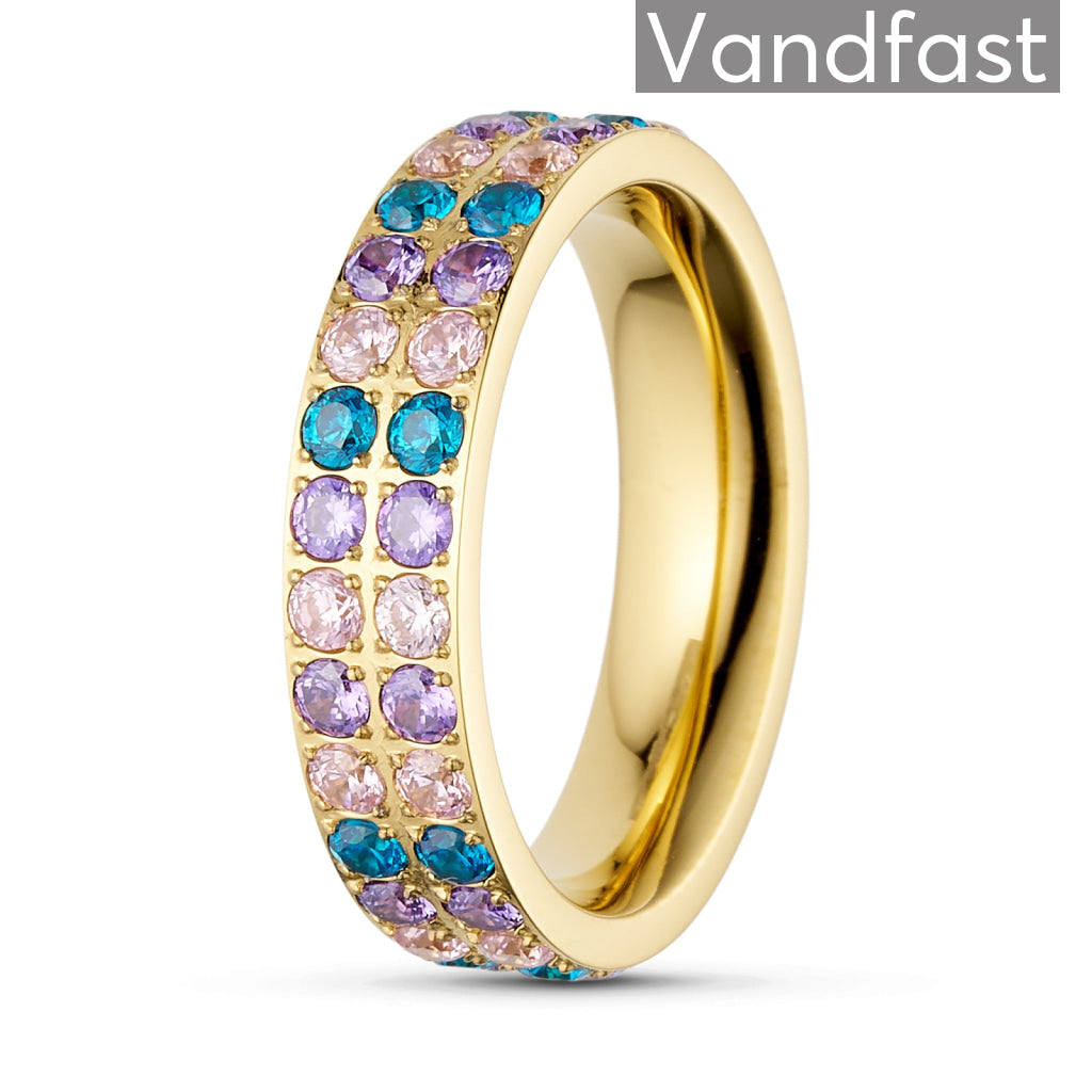 Annebrauner Alliance Pinkblue Topaz Mix Ring 18k Guldbelagt - 50