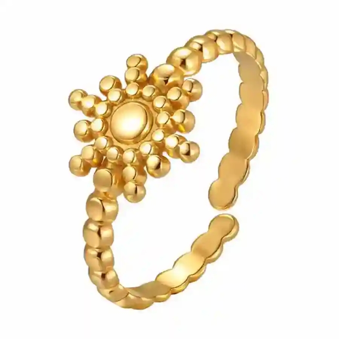 Soleil Ring  -  Forgyldt Justerbar Blomsterring