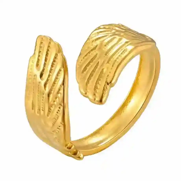 Leaf Ring - Forgyldt Justerbar Bladring I ædelstål
