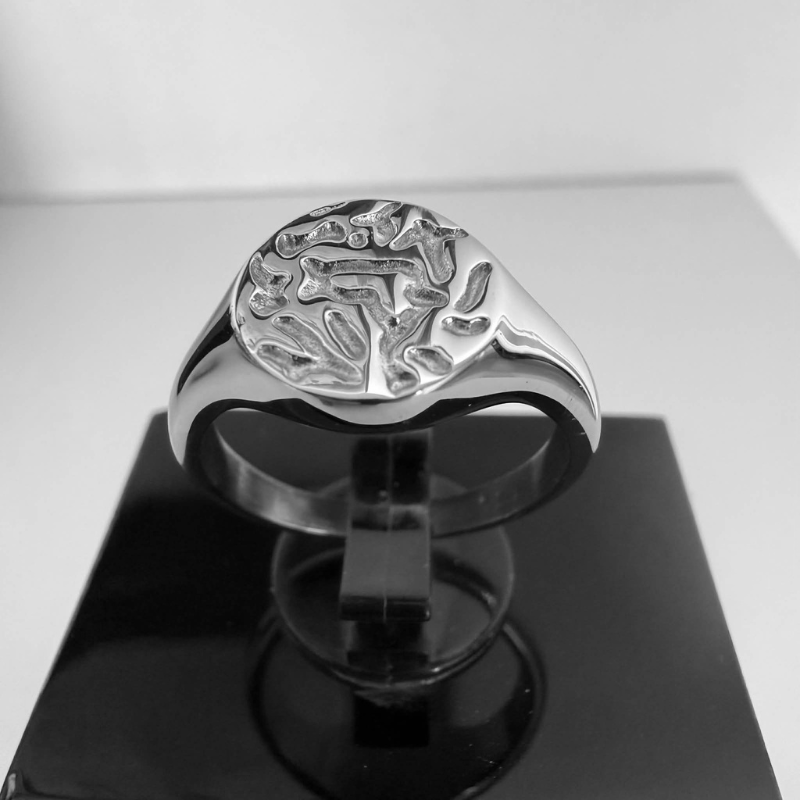Signet Ring Med Fin Tekstur I Stål Nyhed - 64