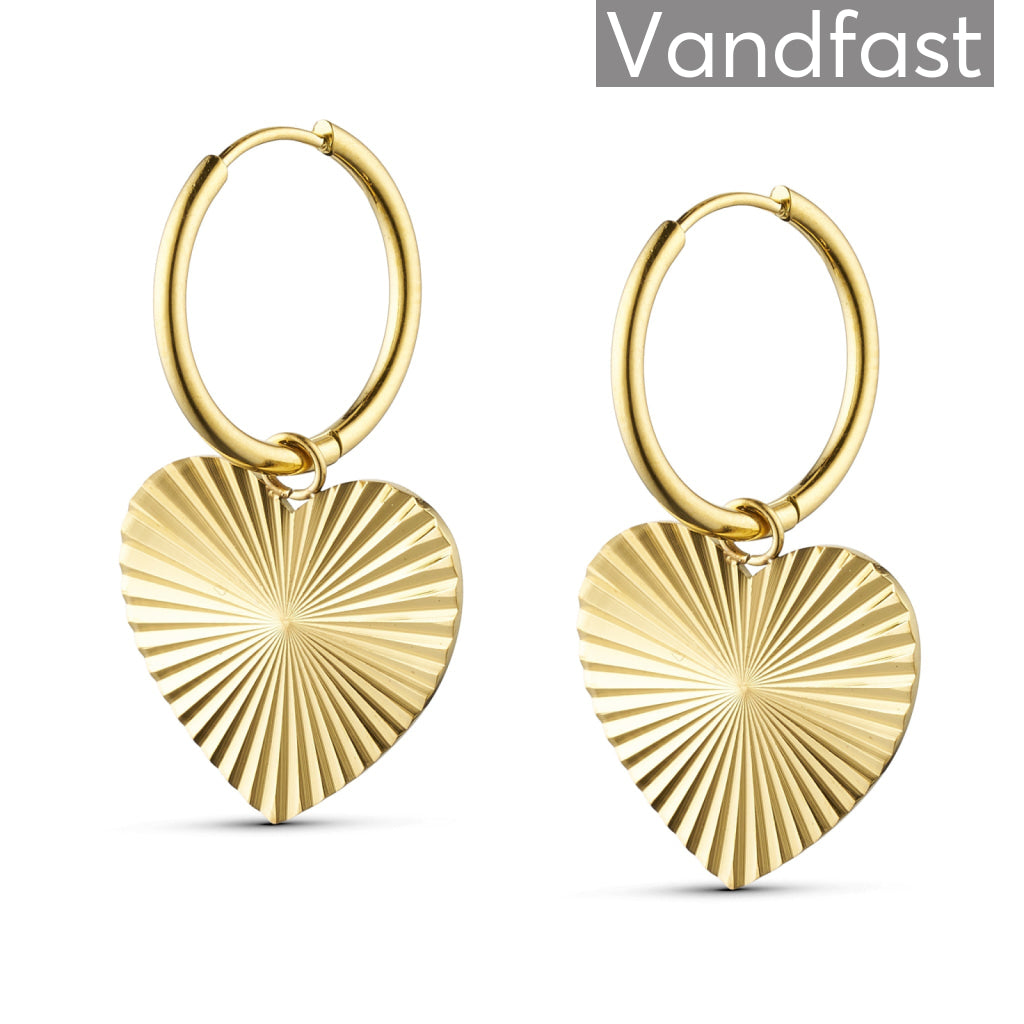 Annebrauner Big Sun Texture Heart øreringe 18k Guldbelagt