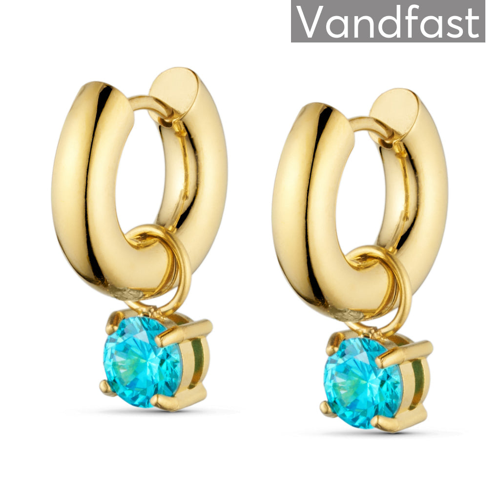 Annebrauner Creole Blue Zirconia øreringe 18k Guldbelagt