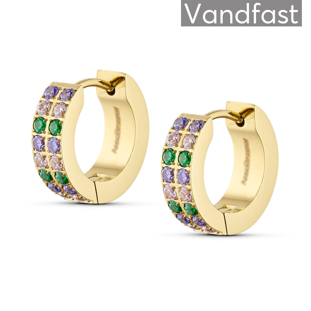 Annebrauner Creole Double Line Greenpink Mix 18k Guldbelagt